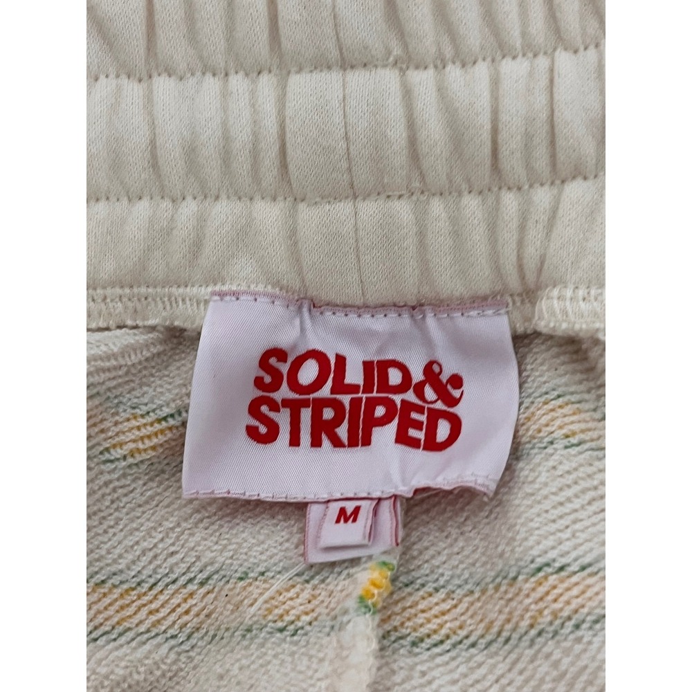 SOLID&STRIPED Shorts Women Medium Striped Drawstring Casual Lounge  Yellow Green - Picture 2 of 3